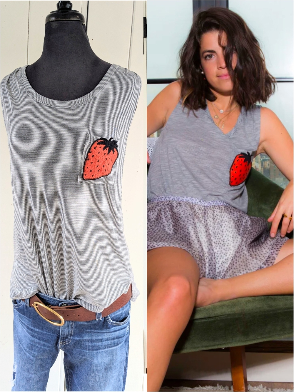 🌞 CLEARANCE Man Repeller x PJK Strawberry Patch tank sz M